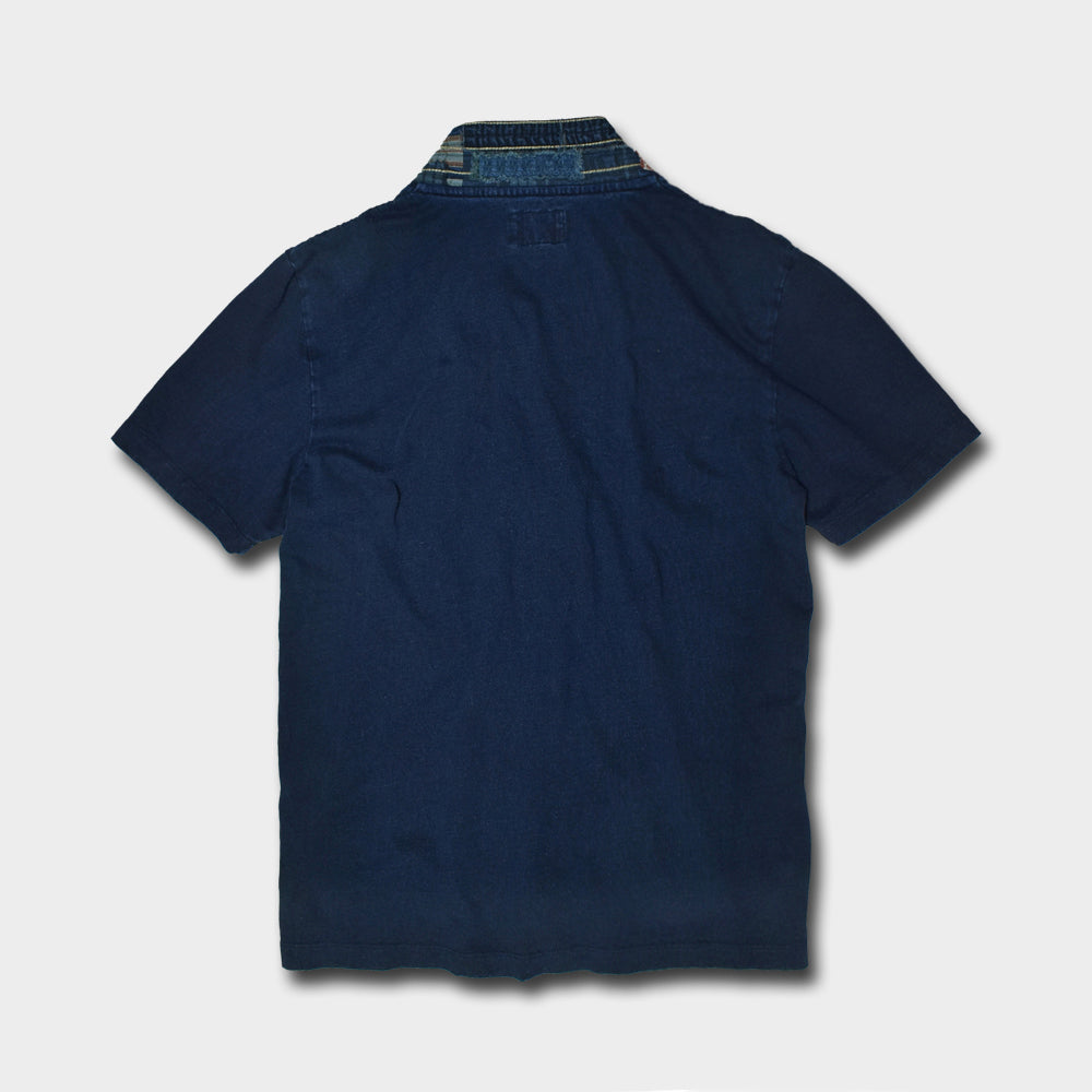 パッチワーク着物衿 半袖Tシャツ