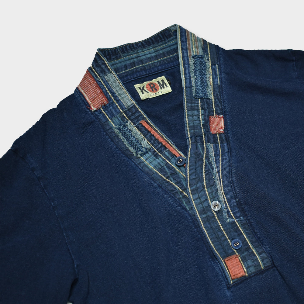 パッチワーク着物衿 半袖Tシャツ