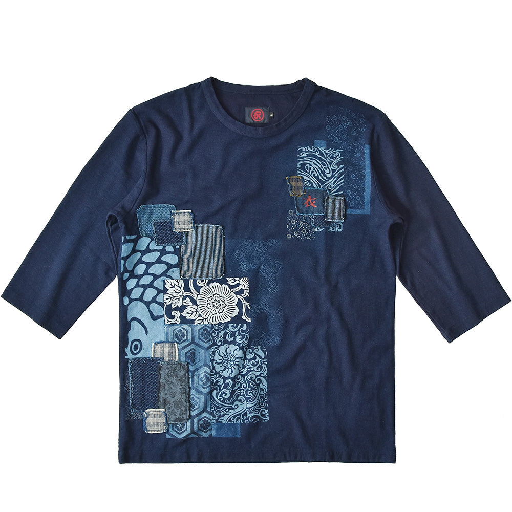 パッチワークリメイク七分袖 Tシャツ