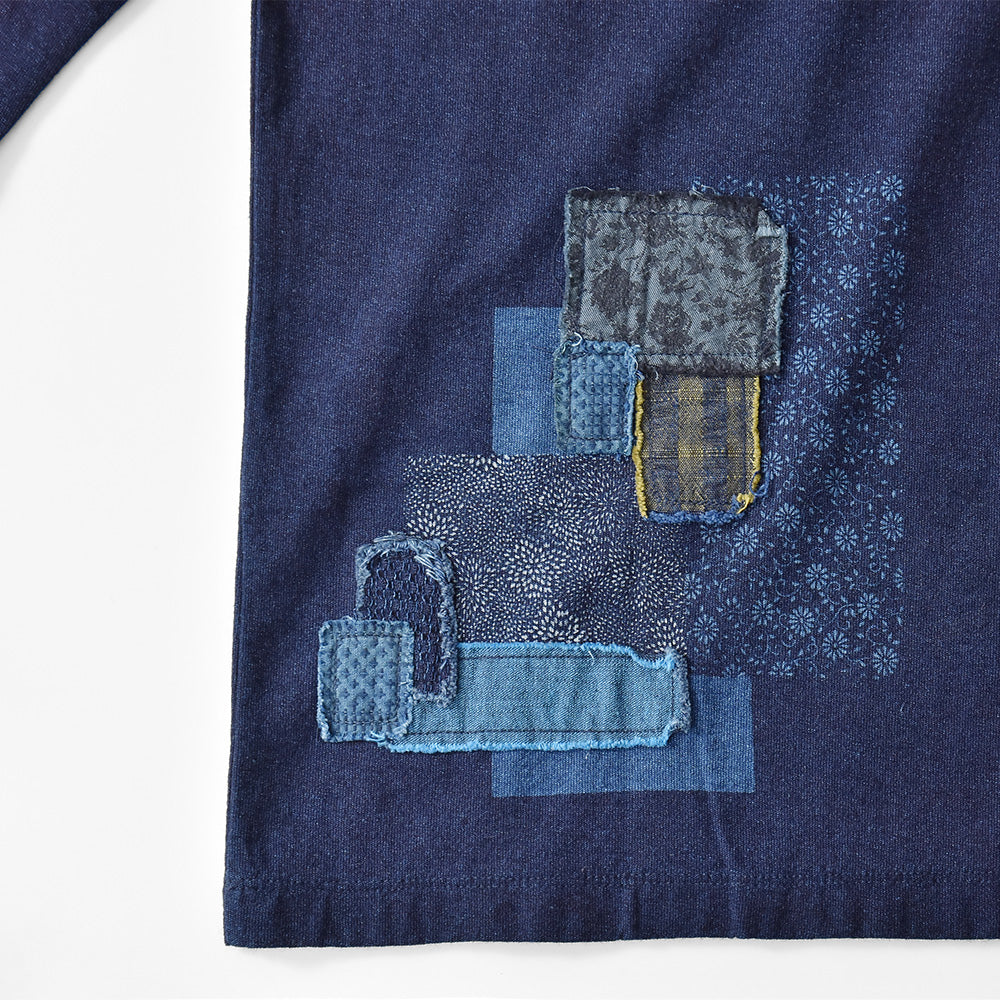 パッチワークリメイク七分袖 Tシャツ