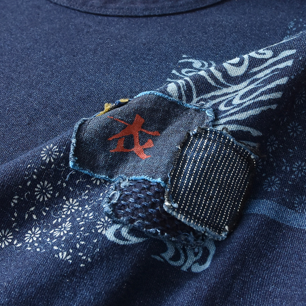 パッチワークリメイク七分袖 Tシャツ