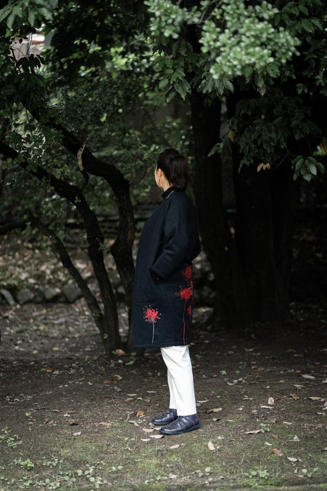 彼岸花着物衿コート