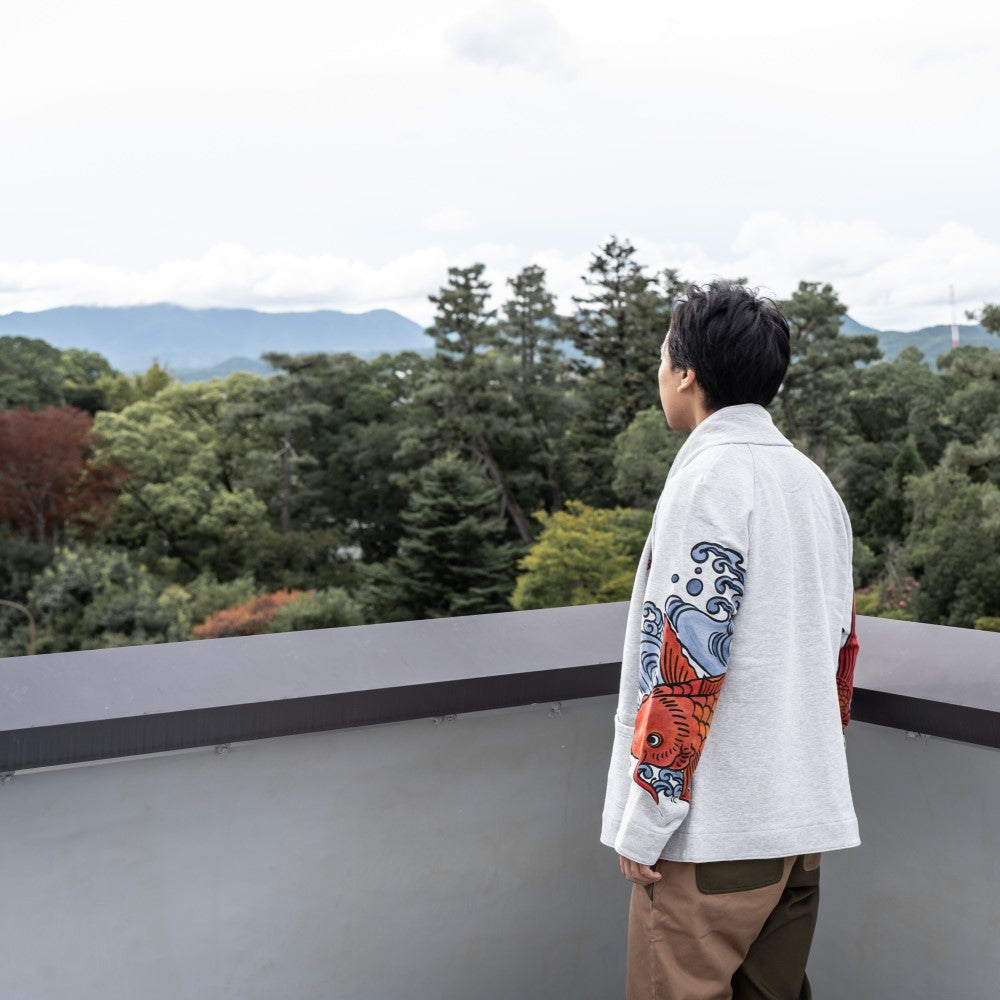 筒描き風 鯉裏毛カーディガン