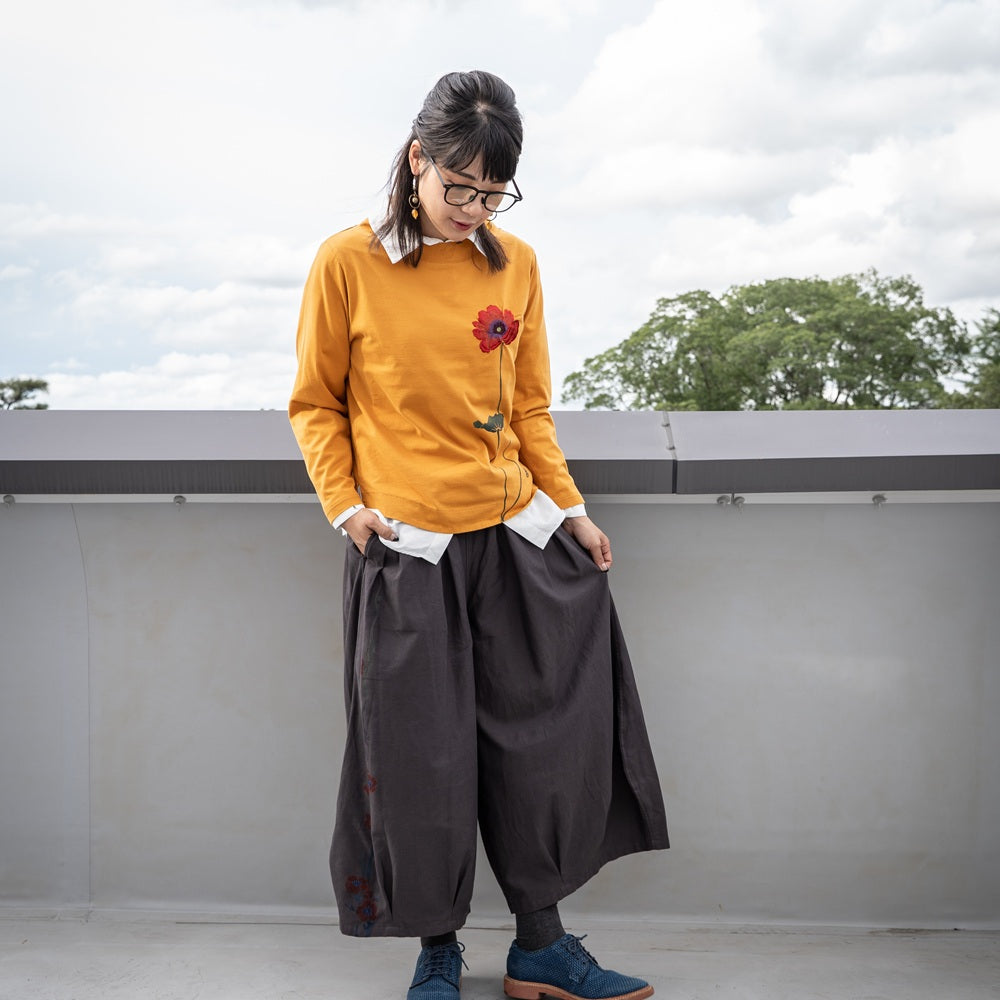 芥子 扇衿ロングTシャツ