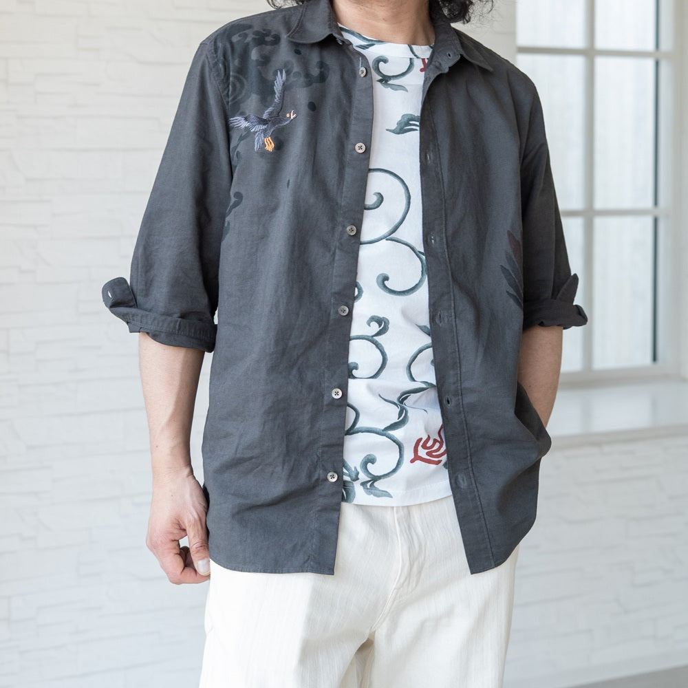 舞う八咫烏 七分袖シャツ