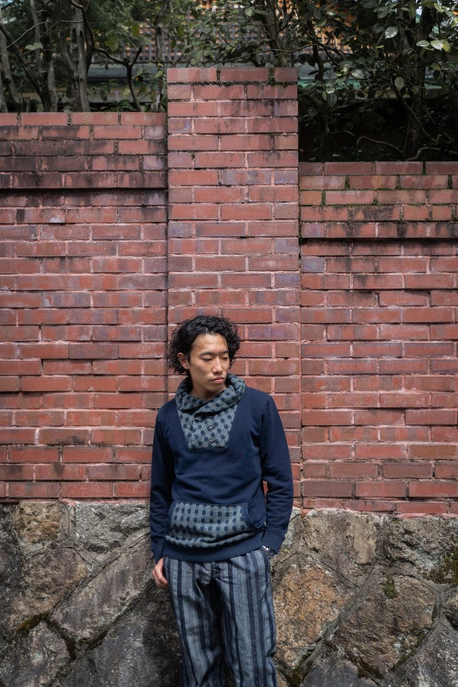 indigo fleece pullover