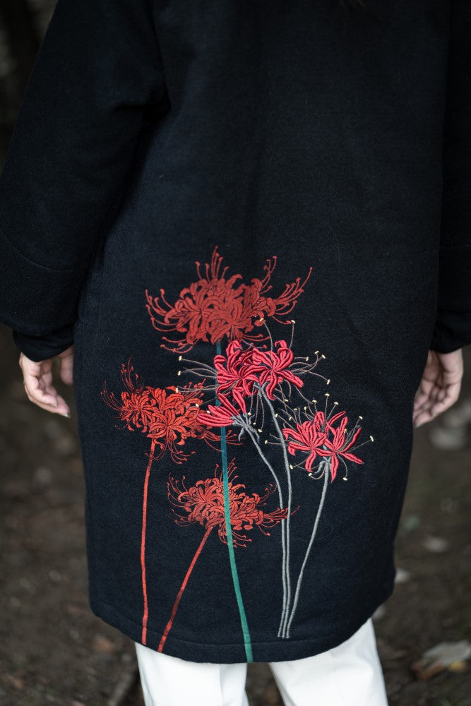 彼岸花着物衿コート