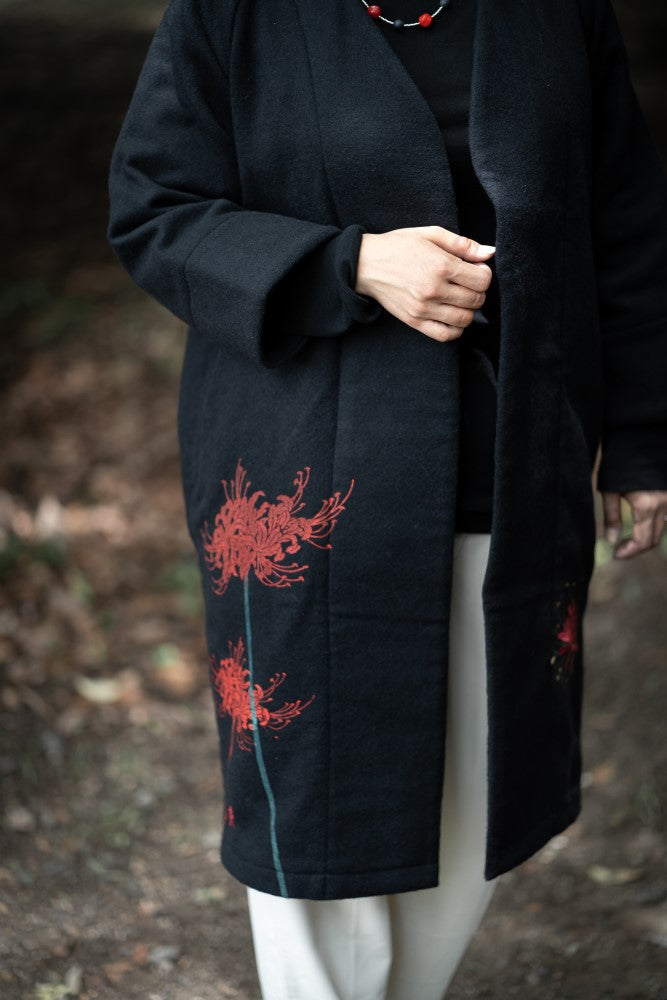 彼岸花着物衿コート