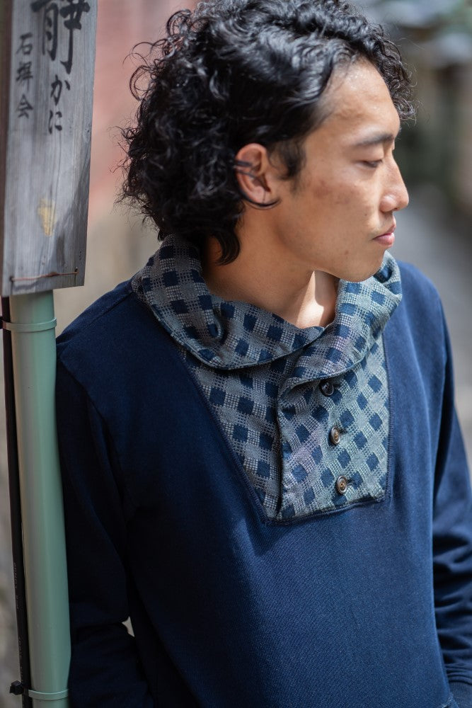 indigo fleece pullover