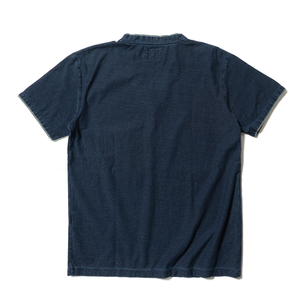 インディゴVネック半袖Tシャツ