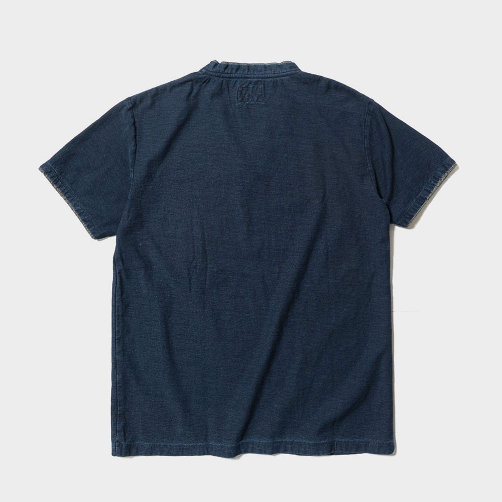 インディゴVネック半袖Tシャツ