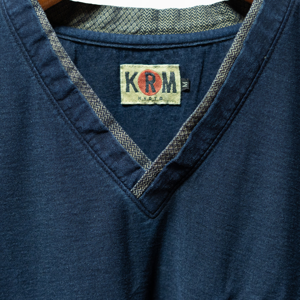 インディゴVネック半袖Tシャツ