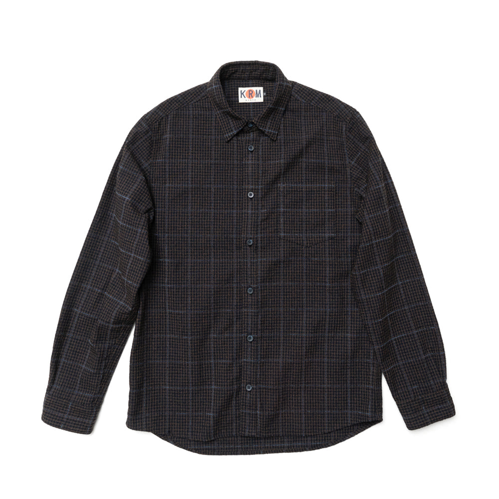 チェックウール 長袖シャツ