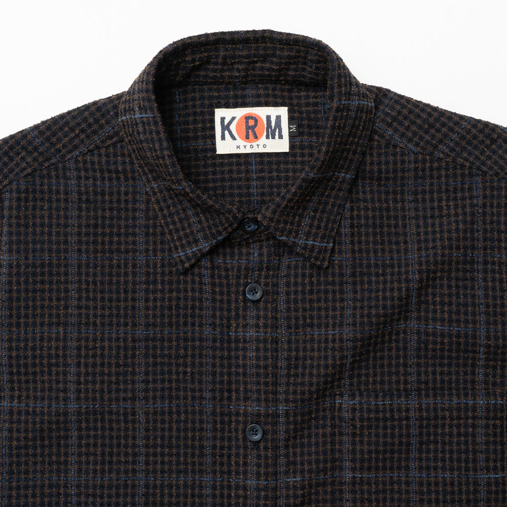 チェックウール 長袖シャツ