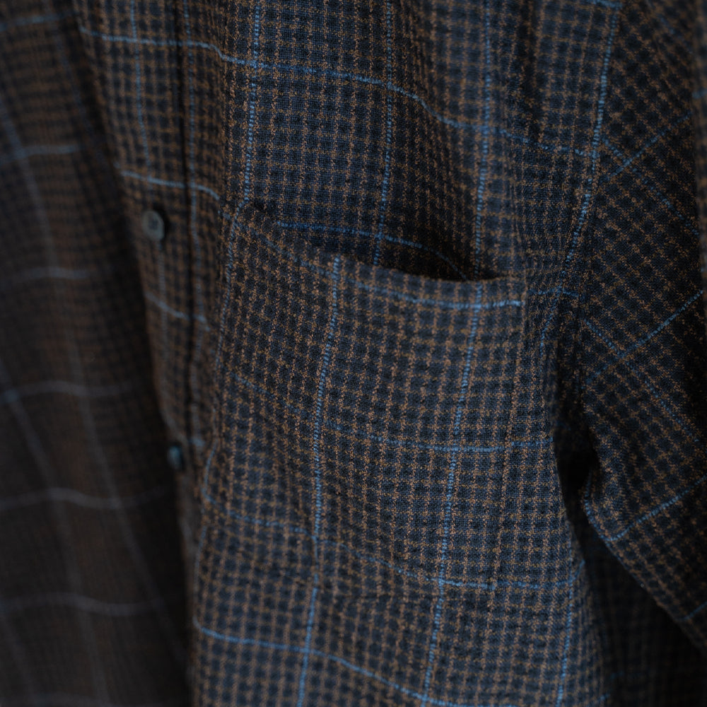 チェックウール 長袖シャツ