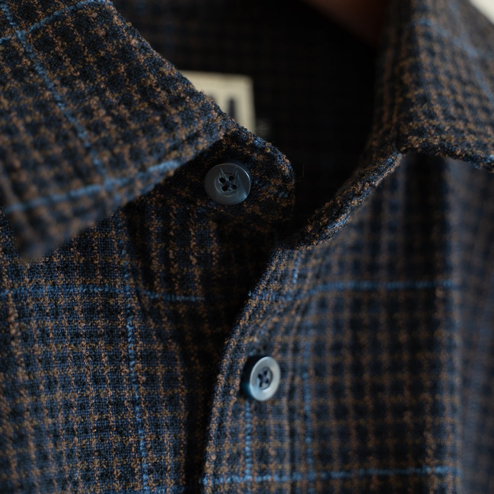 チェックウール 長袖シャツ
