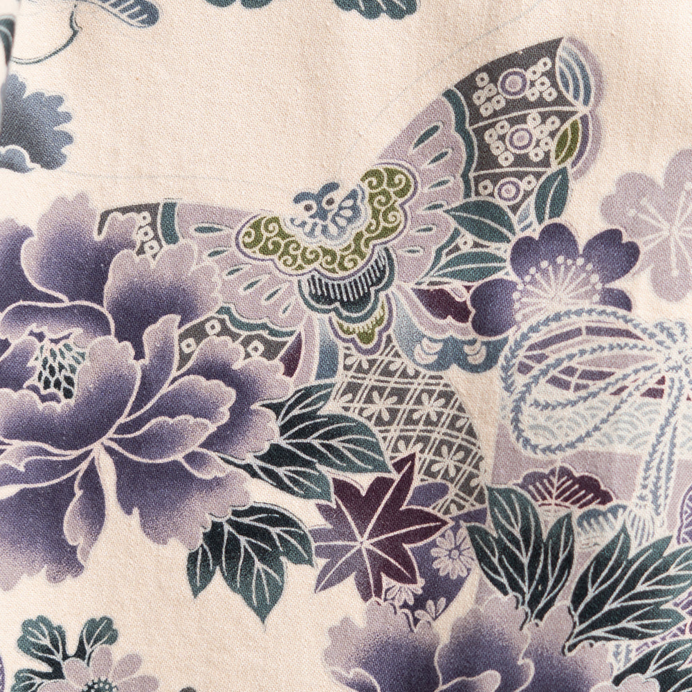 -flowers & butterfly- High-Waist Wide-Leg Pants