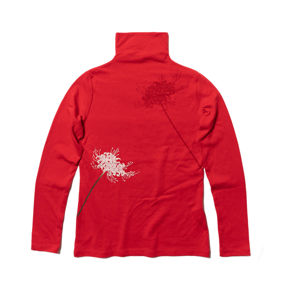 彼岸花ボトルネックロングTシャツ