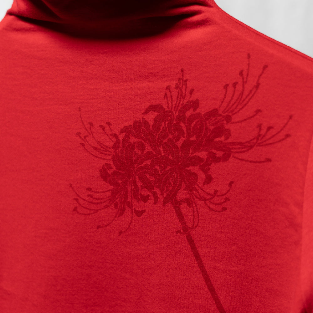 彼岸花ボトルネックロングTシャツ