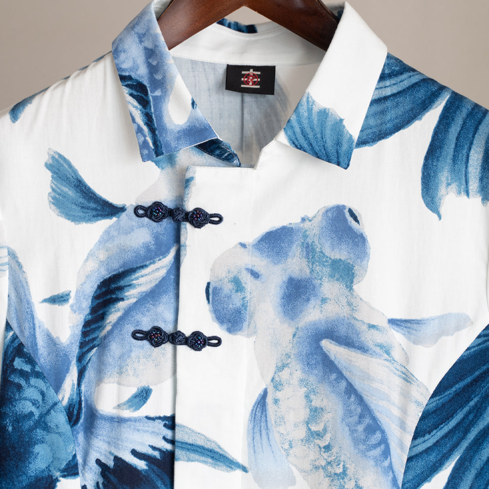 Blue Goldfish Crest Button Dress