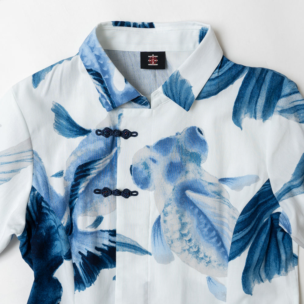 Blue Goldfish Crest Button Dress