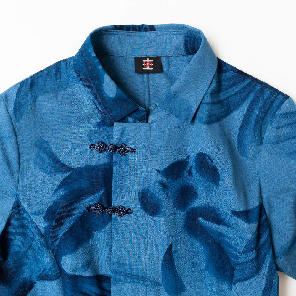 Blue Goldfish Crest Button Dress