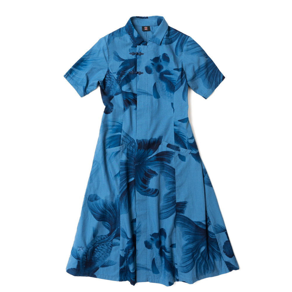 Blue Goldfish Crest Button Dress