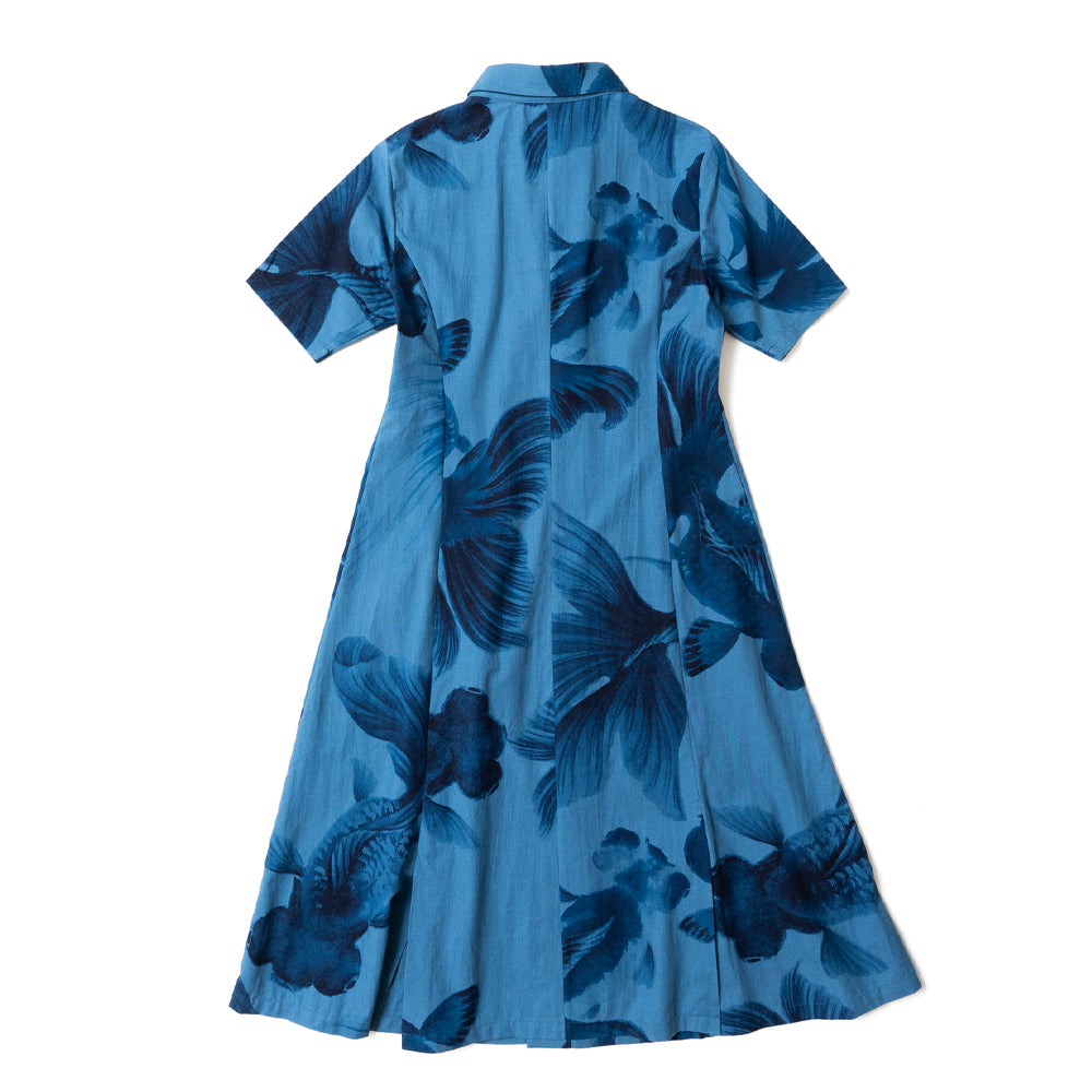 Blue Goldfish Crest Button Dress