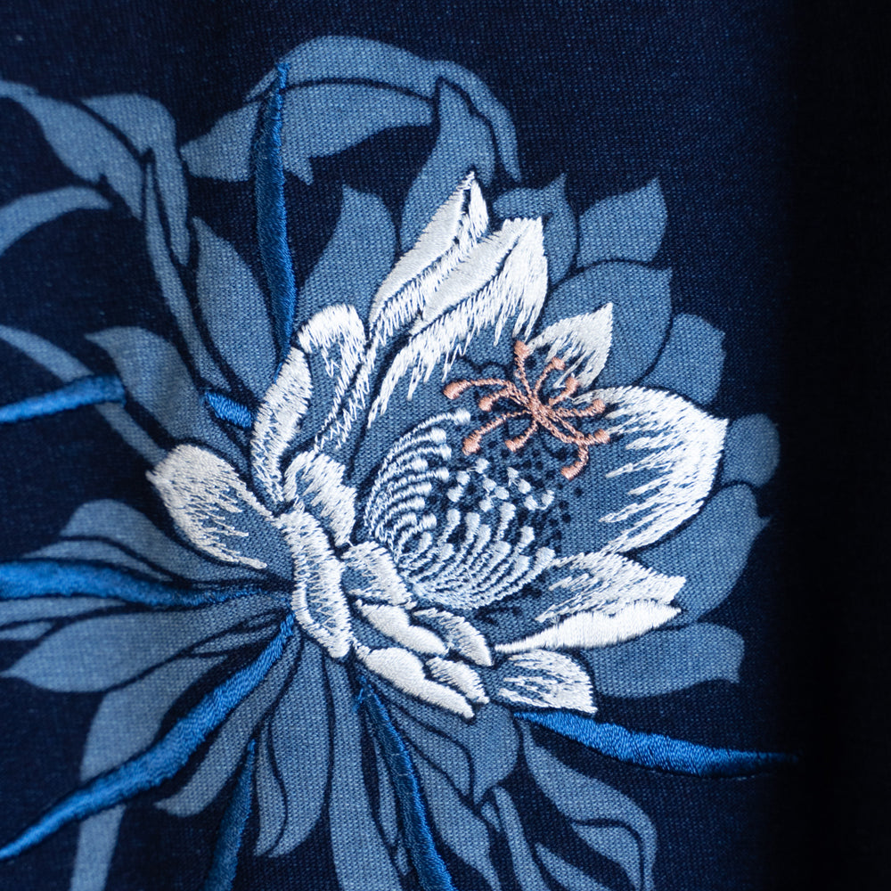 月下美人と翡翠(カワセミ) ロンT