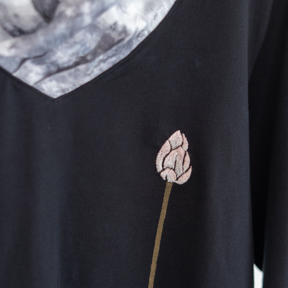 蓮蕾着物衿七分袖 Tシャツ