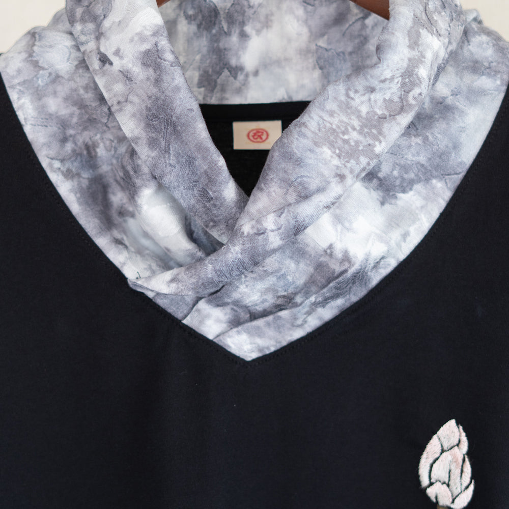 蓮蕾着物衿七分袖 Tシャツ