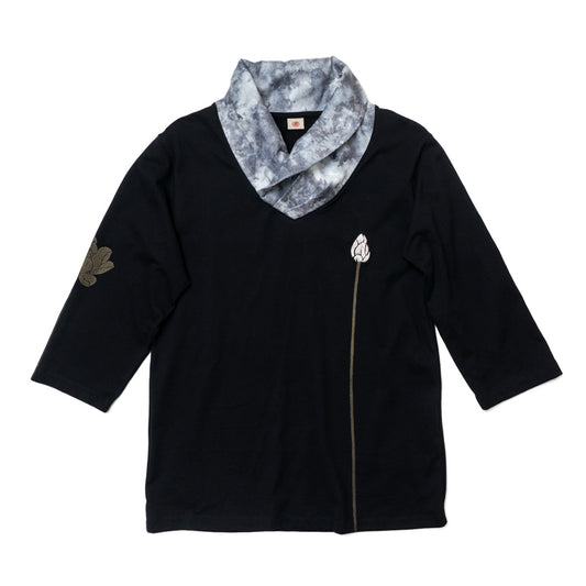 蓮蕾着物衿七分袖 Tシャツ