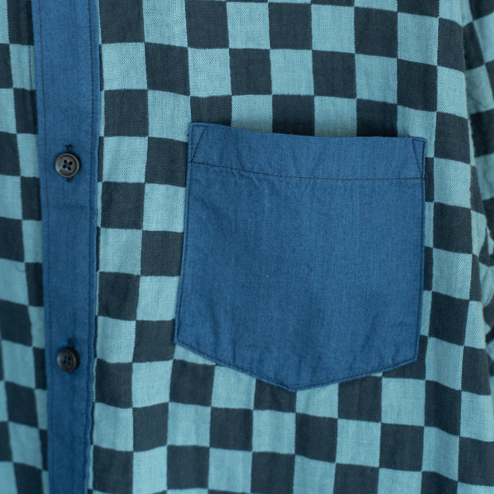 市松梅刺繍長袖シャツ