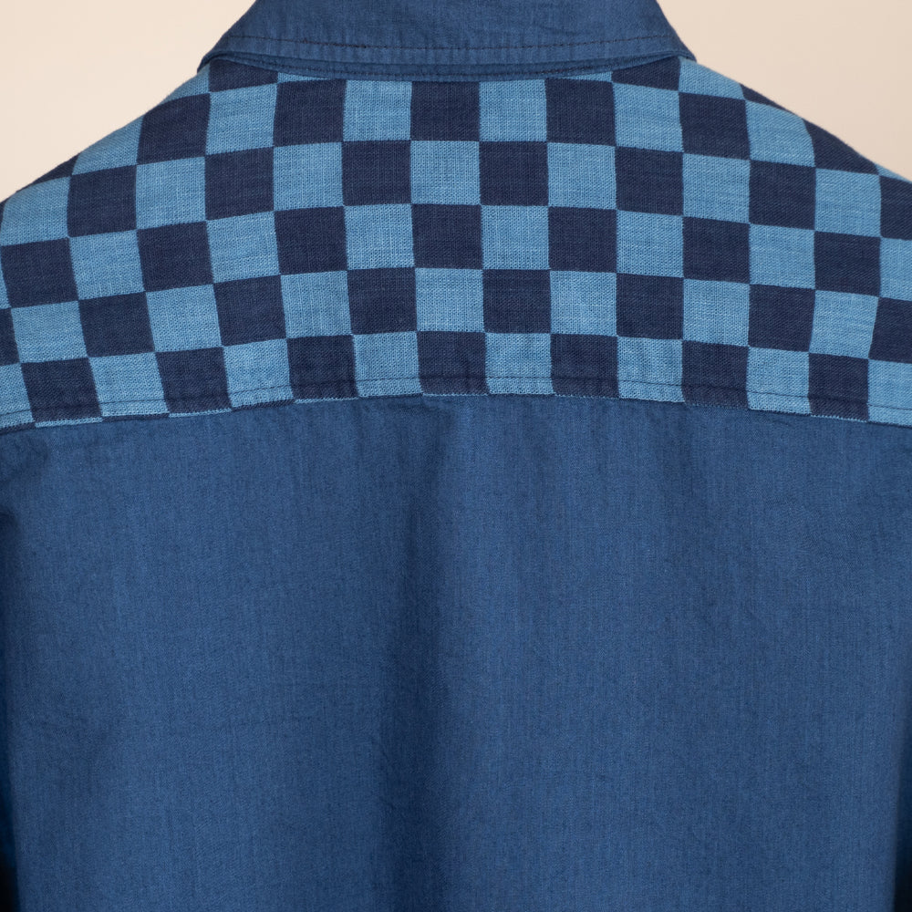市松梅刺繍長袖シャツ