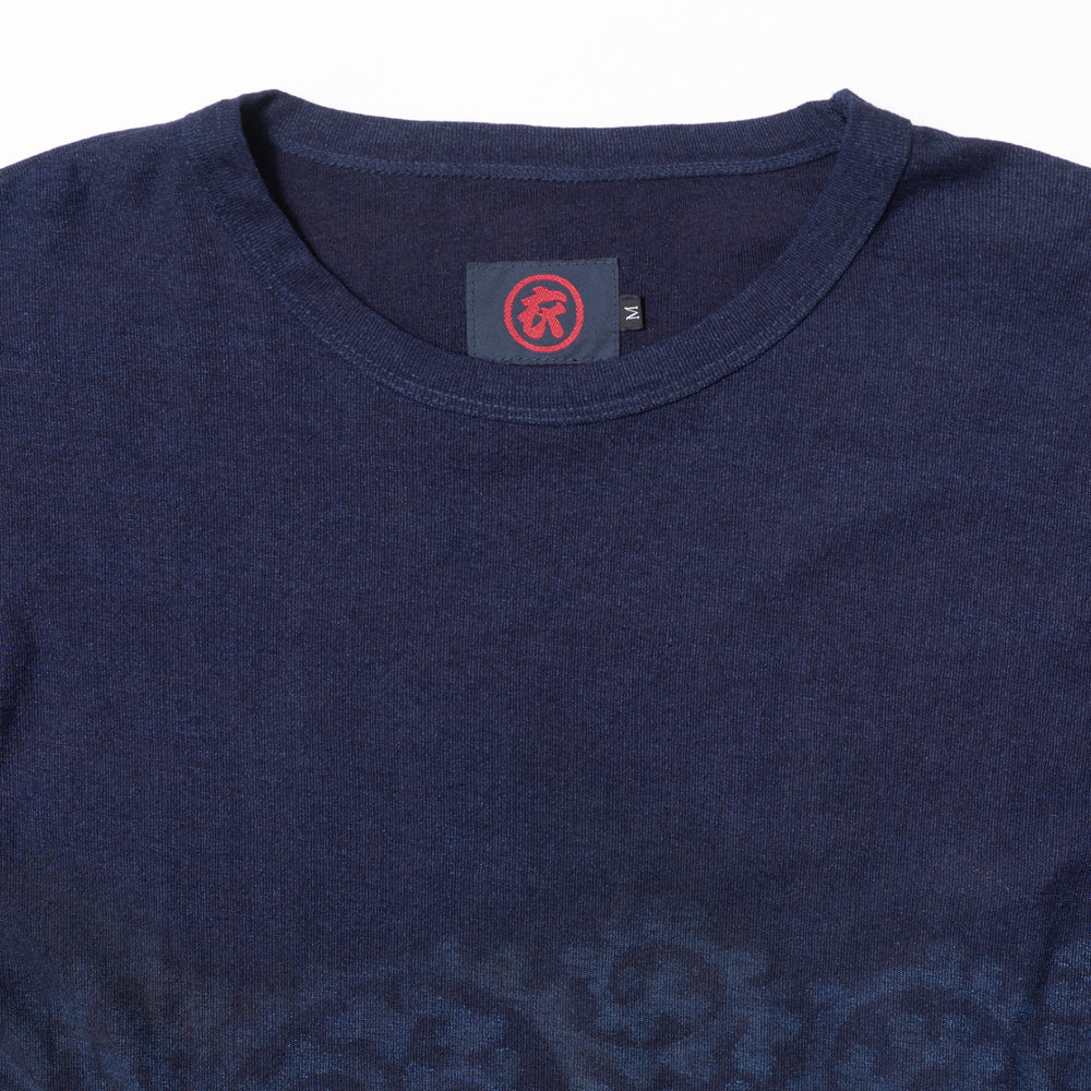 蛸唐草インディゴTシャツ