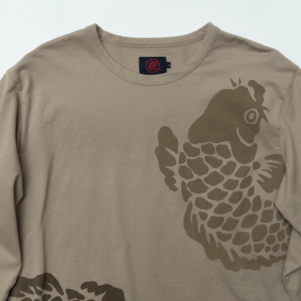古代鯉重ね着風ロングTシャツ