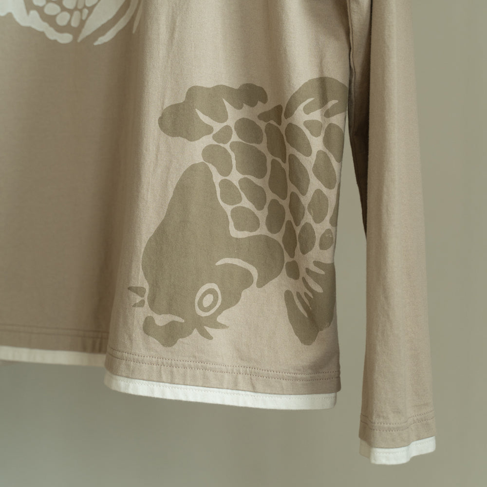 古代鯉重ね着風ロングTシャツ