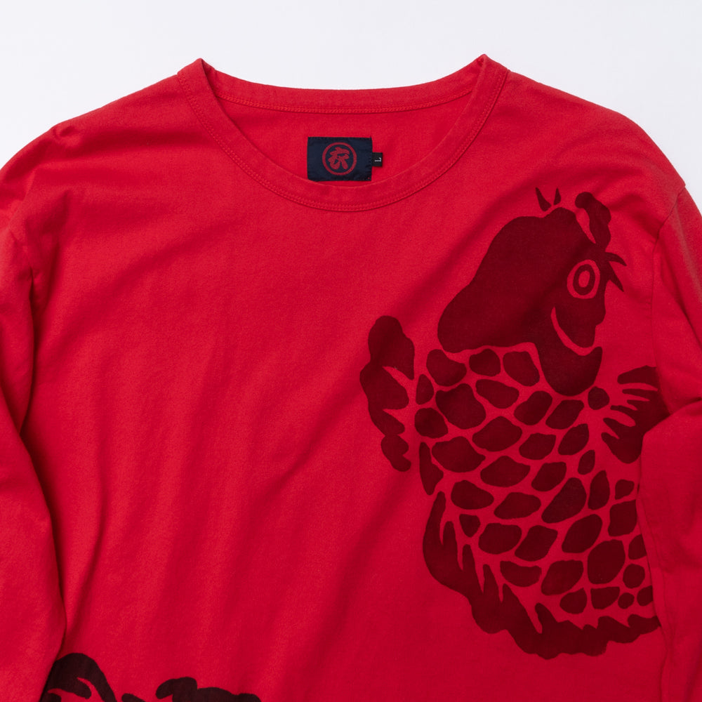 古代鯉重ね着風ロングTシャツ