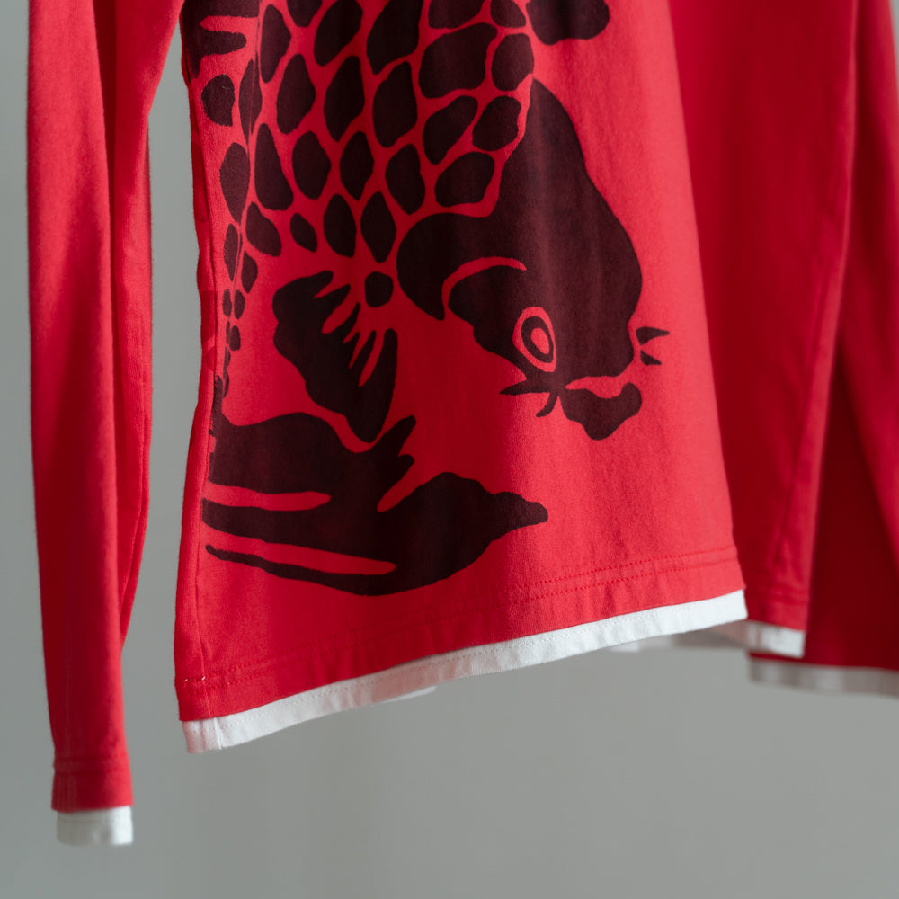 古代鯉重ね着風ロングTシャツ