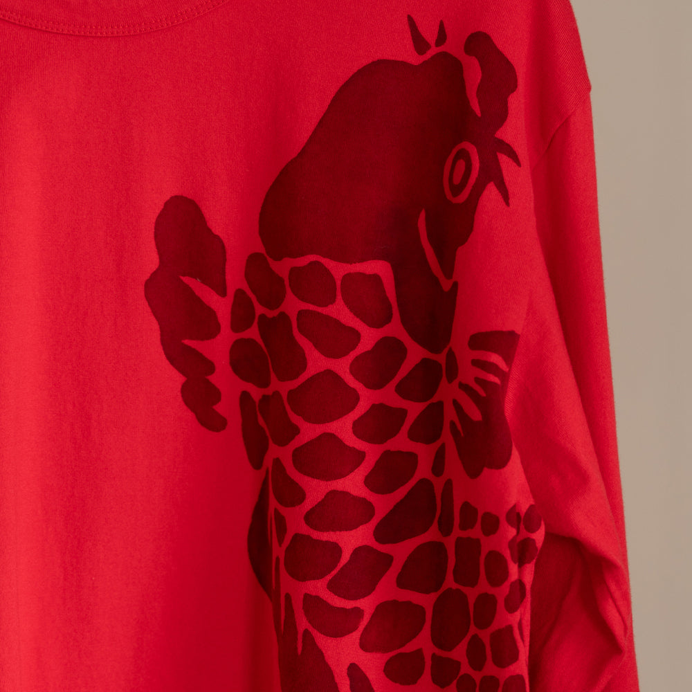古代鯉重ね着風ロングTシャツ