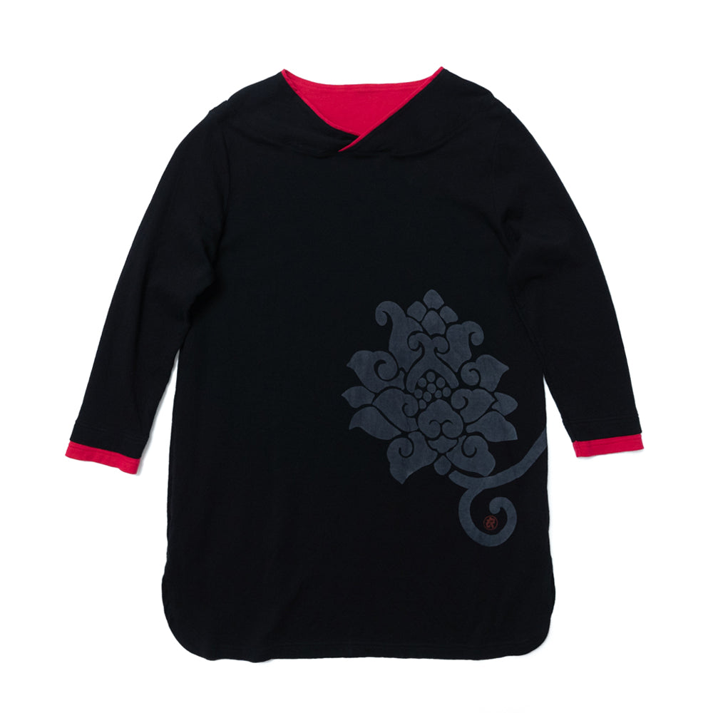 Flower arabesque kimono collar pullover