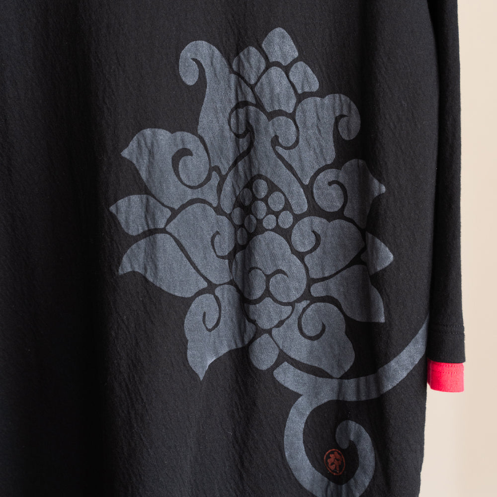 Flower arabesque kimono collar pullover