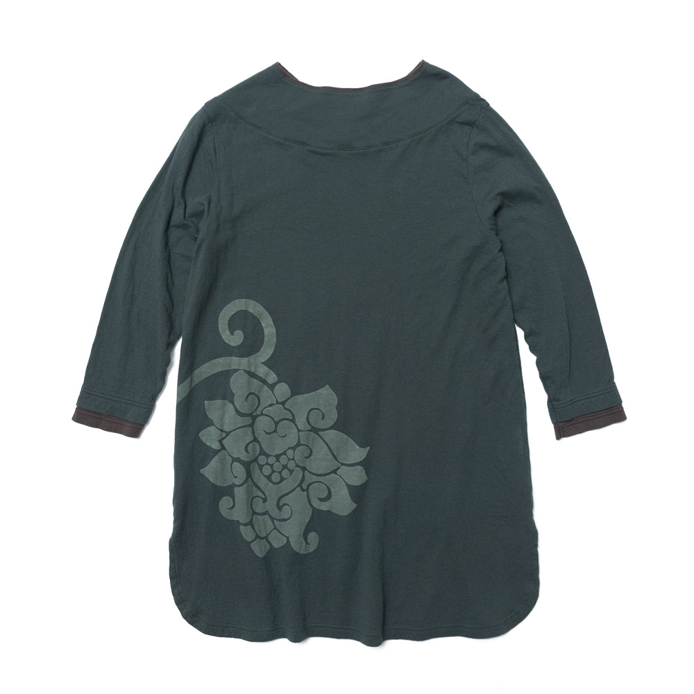 Flower arabesque kimono collar pullover