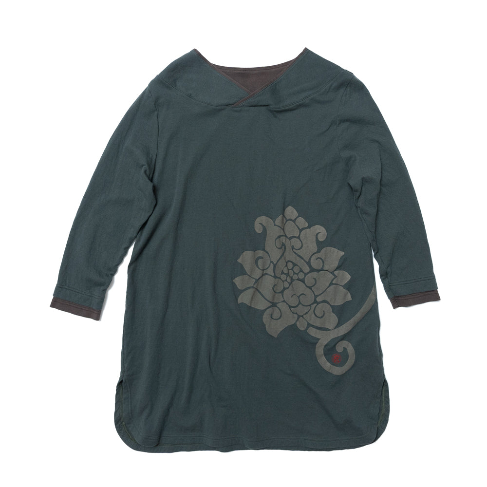 Flower arabesque kimono collar pullover