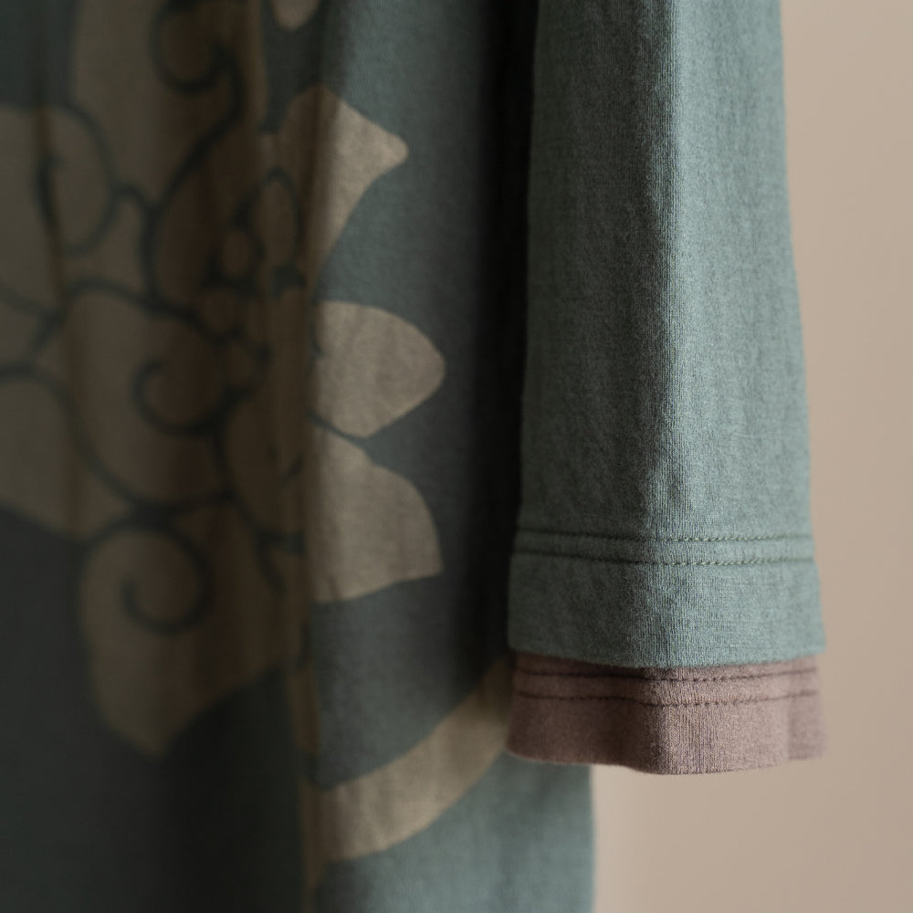 Flower arabesque kimono collar pullover