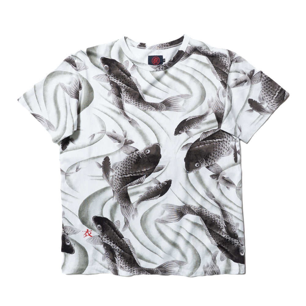 Koi fish and water-flow Pattern T-shirt