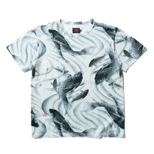 流水鯉総柄Tシャツ