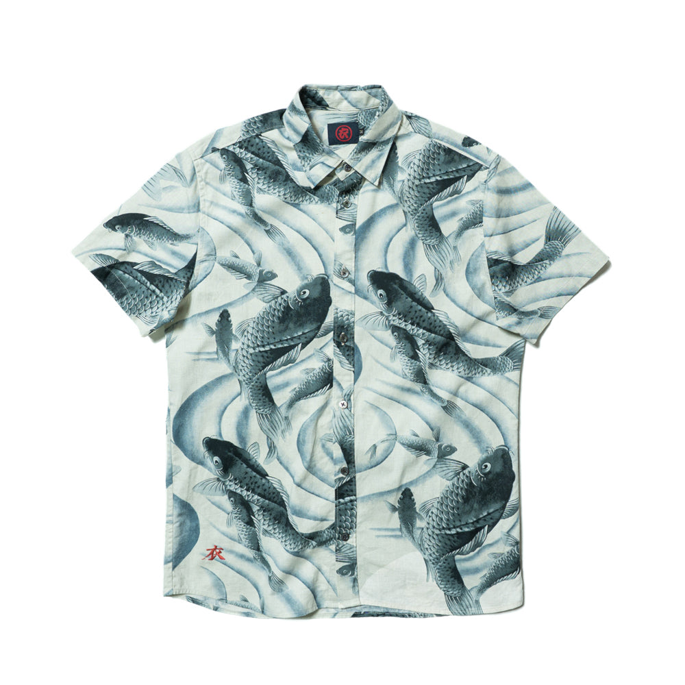 流水鯉総柄シャツ