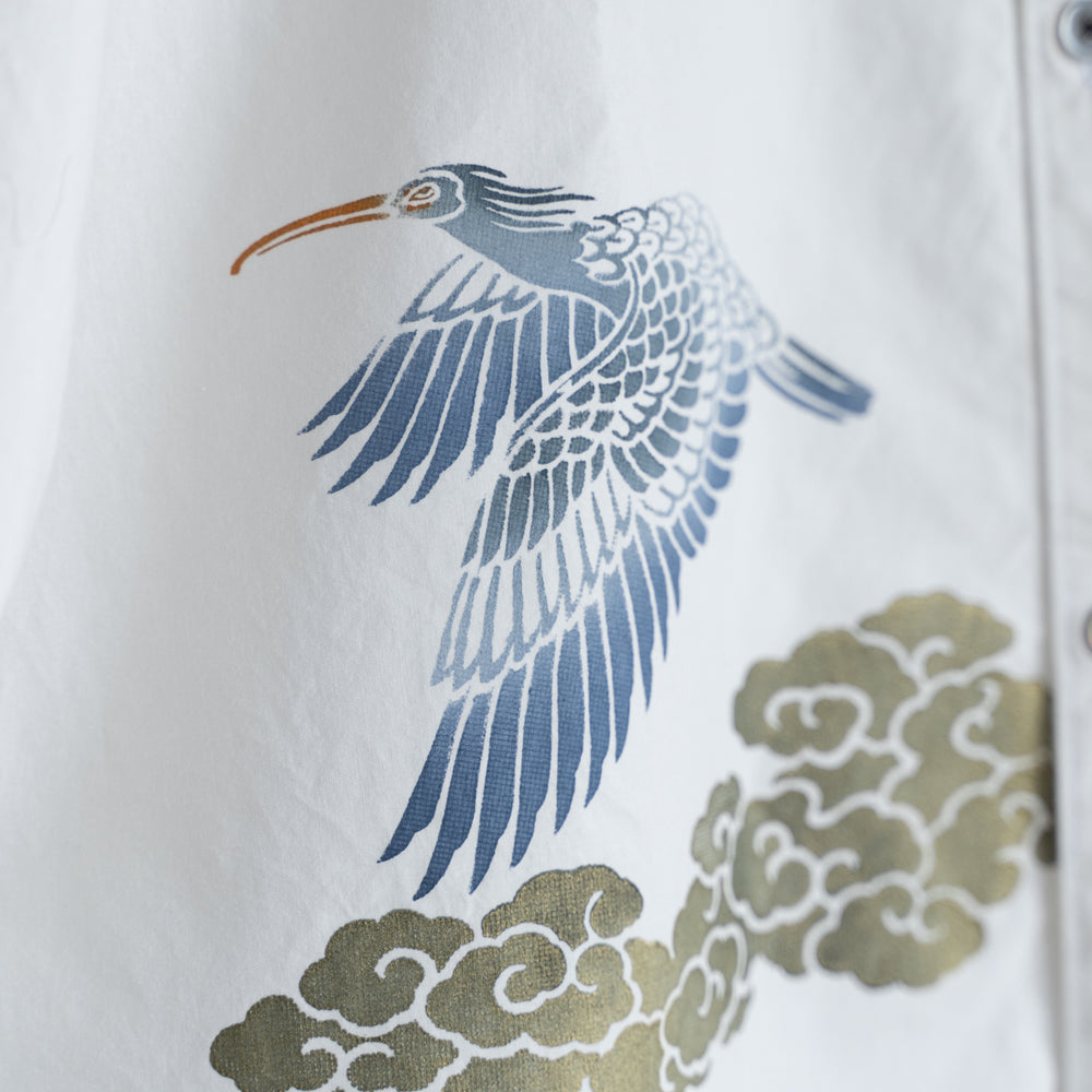 青鷺スタンド衿 ロングシャツ