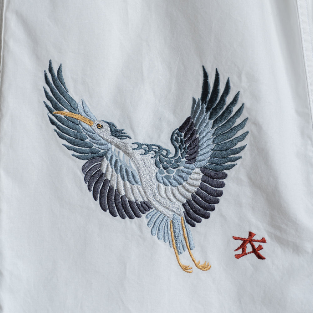 青鷺スタンド衿 ロングシャツ